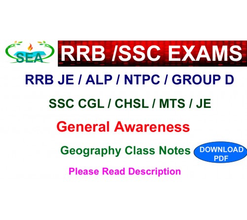 GEOGRAPHY NOTES PDF FOR RRB JE/NTPC/GR.D / ALP/SSC EXAMS